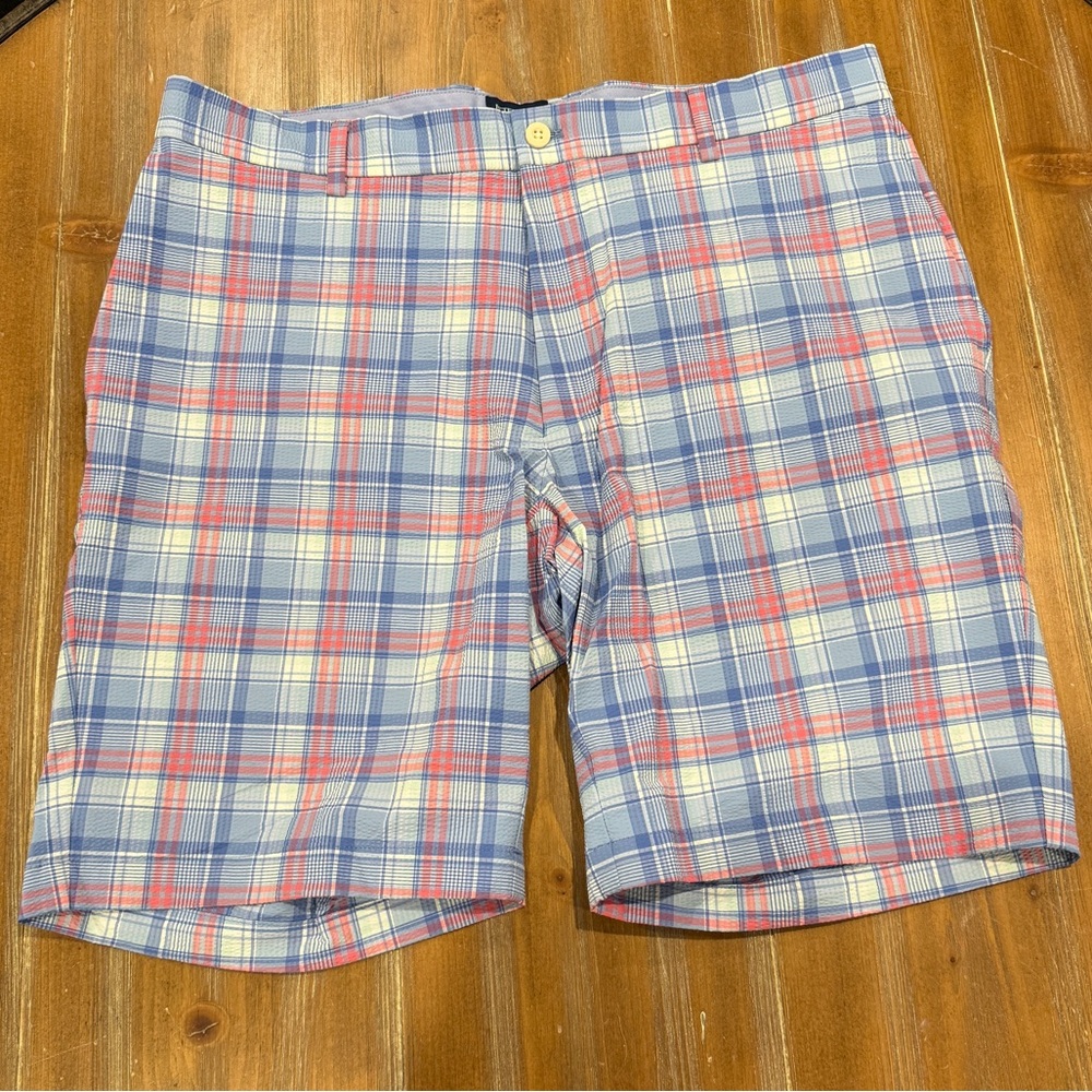 Peter Millar Matlock Seersucker Performance Golf Shorts 9" Men's 36 Marina Blue